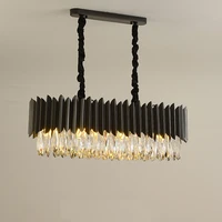 art deco black gold oval round crystal lustre hanging lamps led chandelier lighting suspension luminaire lampen for dinning room