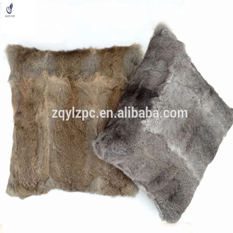 

Factory direct supply handmade real natural rabbit fur pillowcase