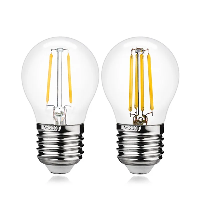 Светодиодсветодиодный лампа накаливания Edison E14 E27 2 Вт 4 6 220 В G45 из стекла в стиле