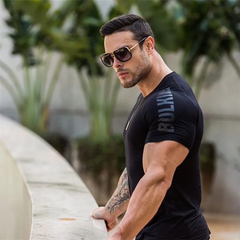 

2021 New large-type Men Compression T-shirt men Sporting Skinny Tee Shirt Male Gyms Running T-shirt Fitness Sports men t-shirts