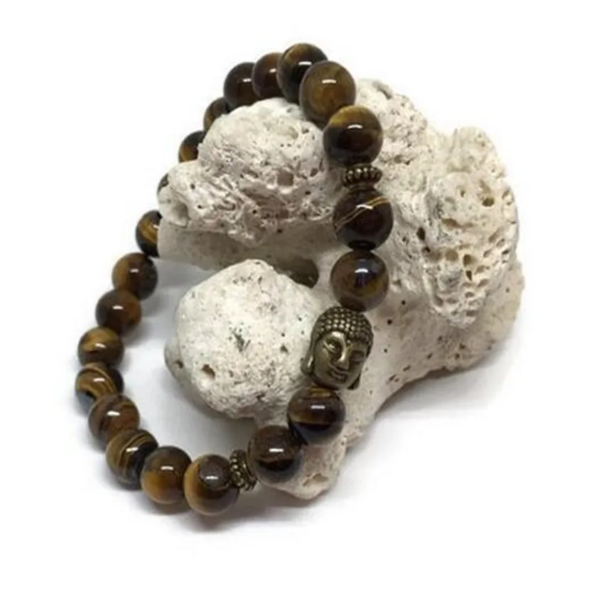 

Fashion Natural Brown Tiger Eye Bracelet 108 Buddha Beads Energy National Style Practice Fancy Wrist Seven Chakras Yoga Classic