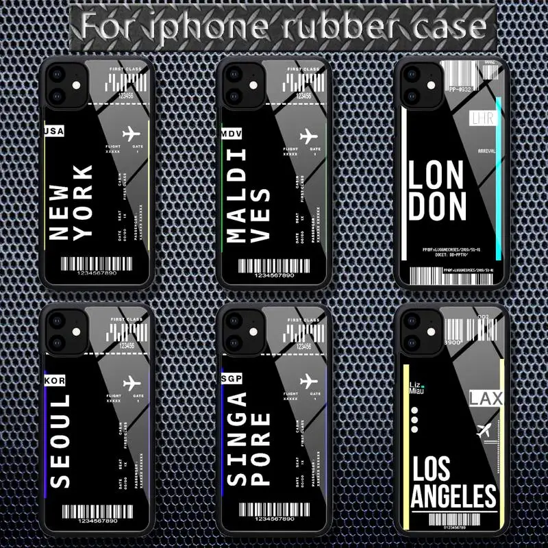 

Cute FIRST CLASS PLANE TICKET Phone Case Rubber for iPhone 12 11 Pro Max XS 8 7 6 6S Plus X 5S SE 2020 XR 12 Mini case