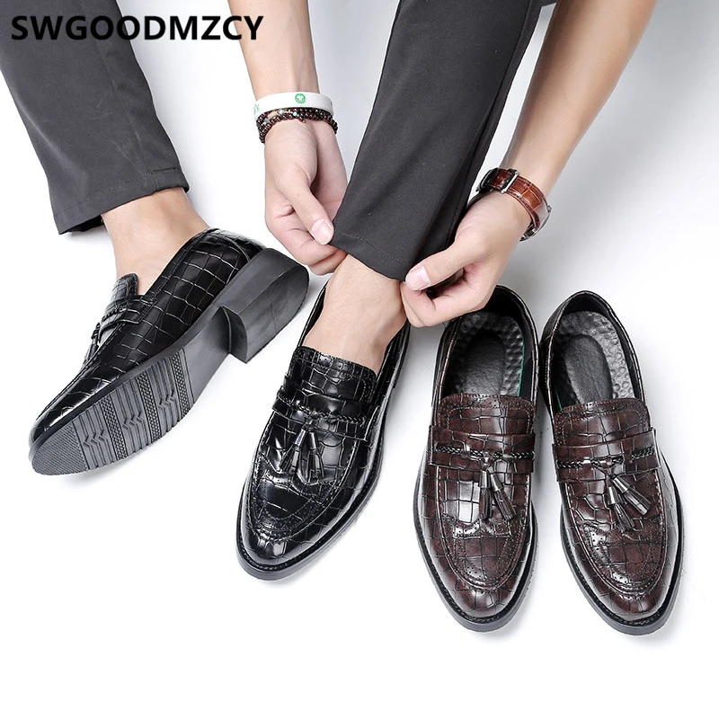 Туфли мужские свадебные крокодиловые без застежки лоферы деловые кожаные