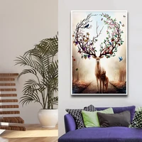 cartoon deer beautiful antlers animal print canvas painting wall pictures for living room pictures on the wall art home decor