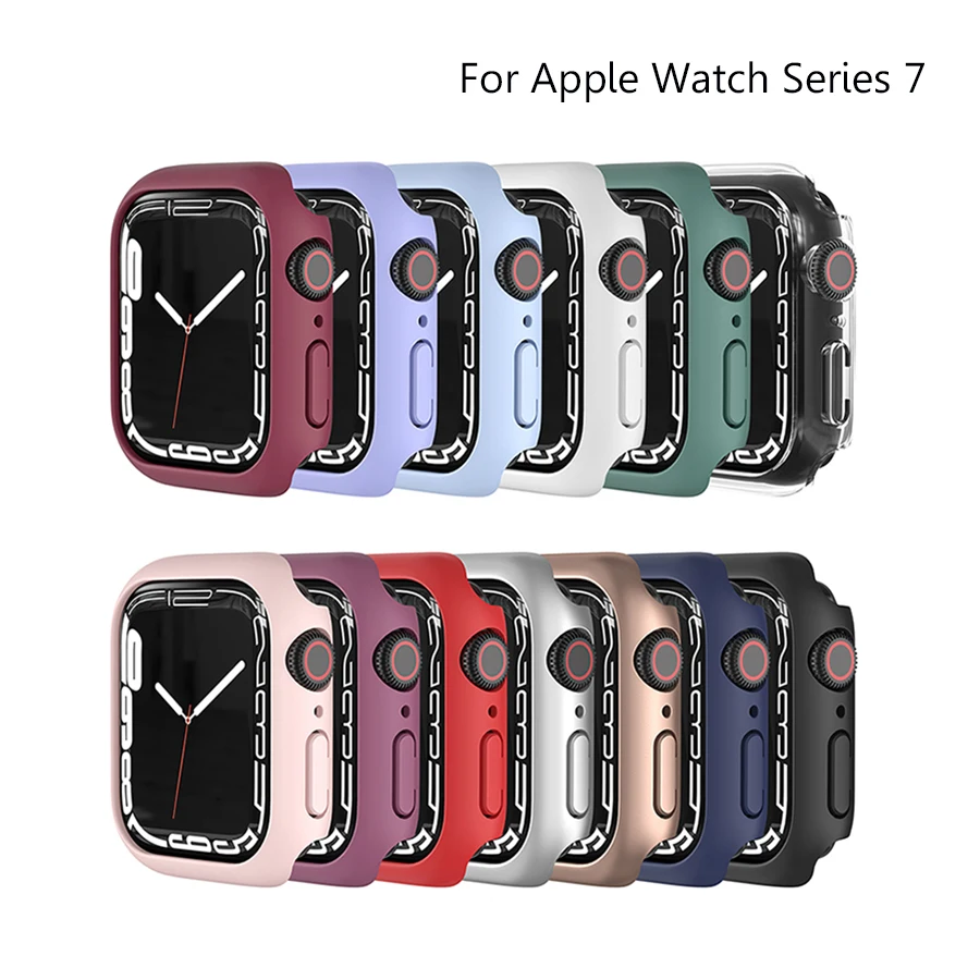 

Cover for Apple Watch series 7 45mm 41mm 44mm 42mm 38mm 40mm Accessories PC Protector Bumper iWatch 7 6 5 se Case