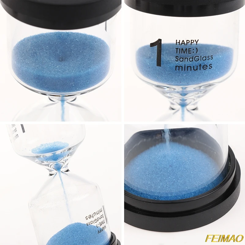 6 Pcs/Set 1/3/5/10/15/30min Sand Clock Sandglass Hourglass Timer School Kids Children Reading Black Cover | Дом и сад