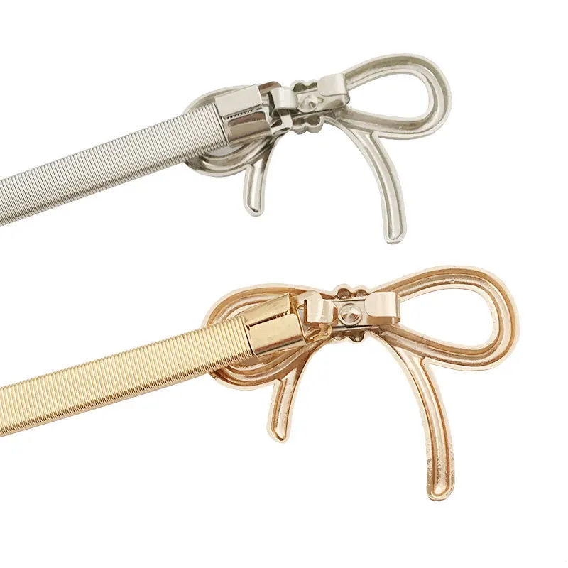 

Elastic Bowknot Belts for Women Bow Metal Chain Belt Gold Belts Ladies Dress Sweater Waist Belts Ceinture Femme Cinturon Mujer