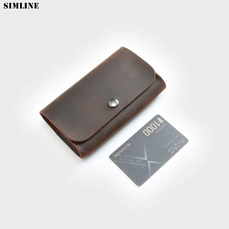 Натуральная кожа Для мужчин кошелек ручной работы Винтаж Crazy Horse мужской короткий