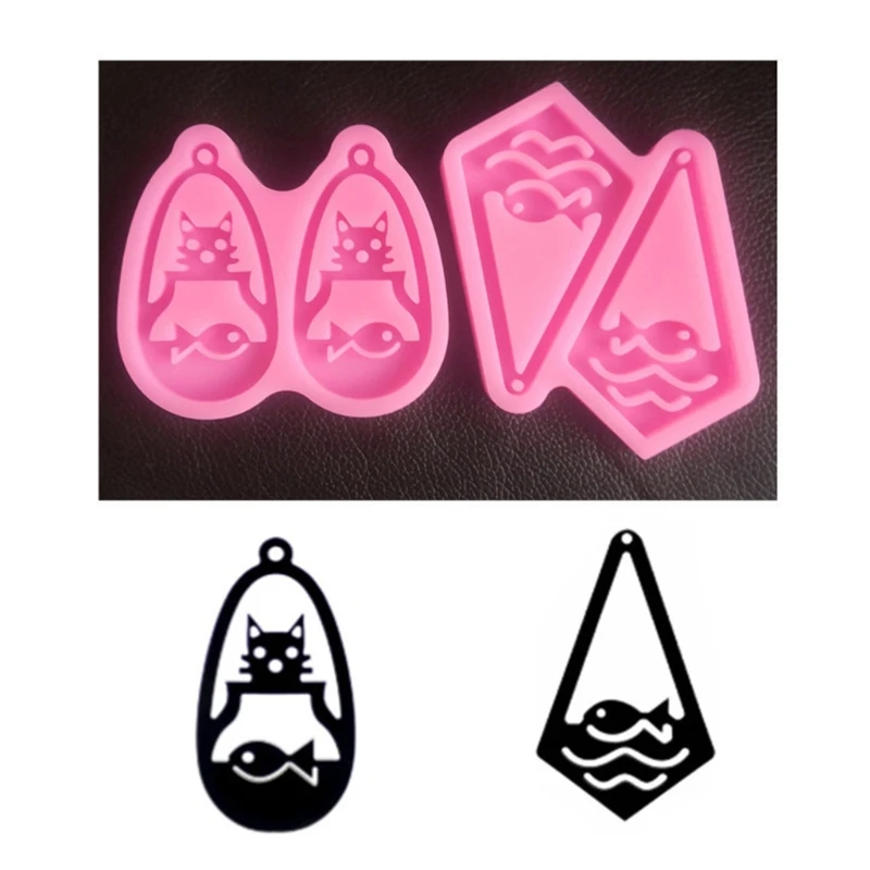 

Shiny Silicone Mold Catfish Hollow Earrings Keychain Epoxy Resin Mold DIY Keychain Jewelry for Christmas Day Gift Craft