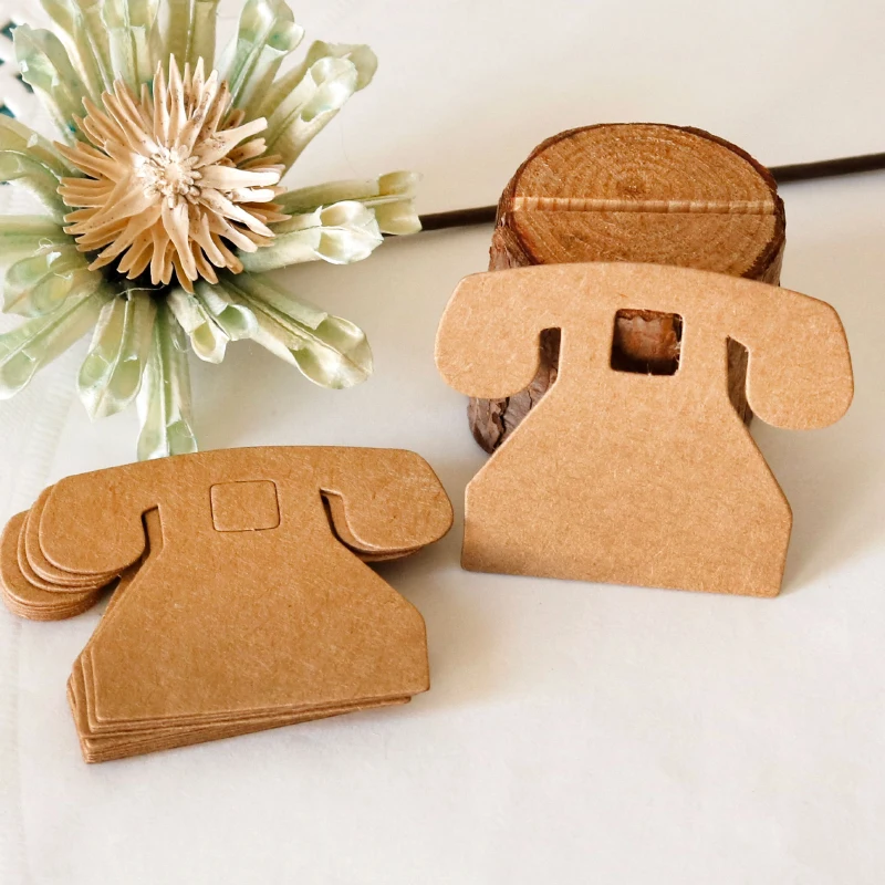 50 шт творческие телефон Форма крафт-бумага ярлыки для подарков Винтаж пустой