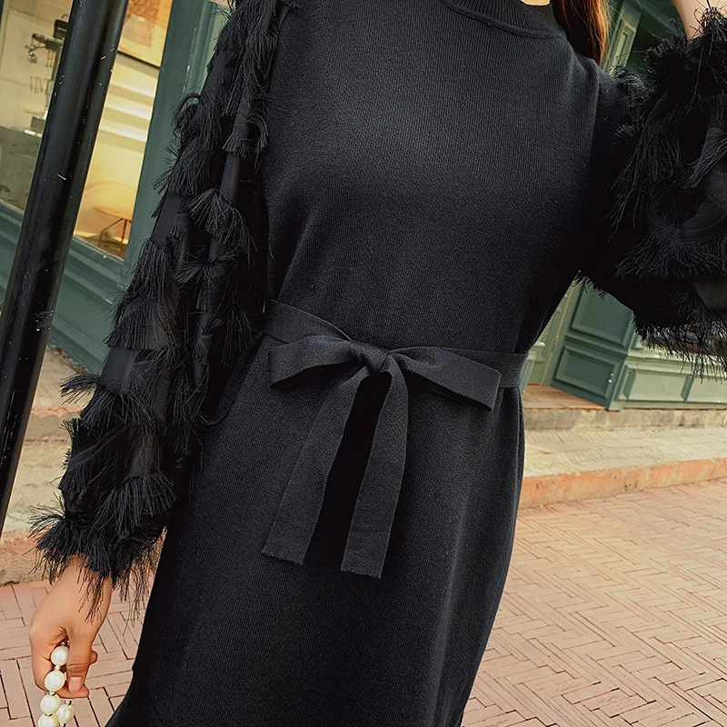 2019 Осень Большой Размер Женская одежда вязаное платье осень зима новое