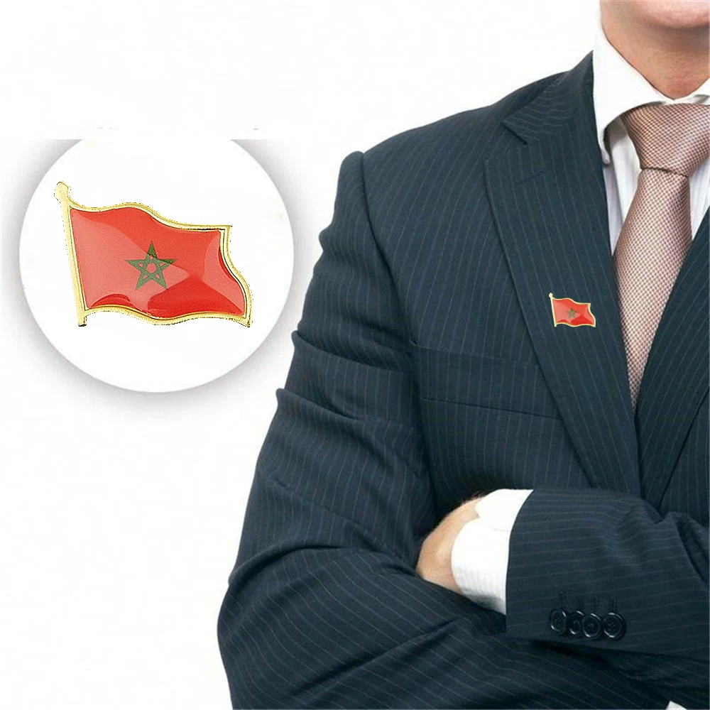 

10PCS The Kingdom of Morocco Country Waving Flag Lapel Pin 19 x 21mm Hat Tie Tack Badge Lapel Pin Brooch Badge