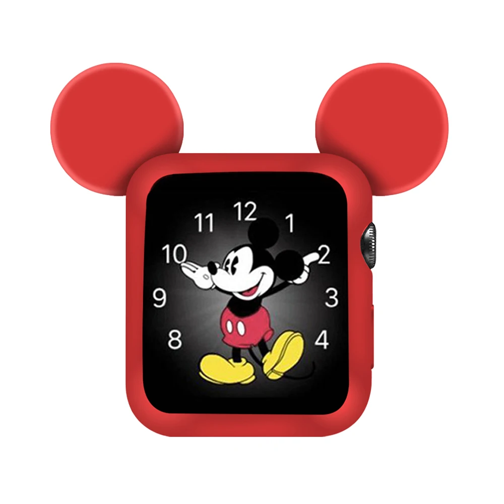 Красный case for apple watch 4 3 2 1 5 40MM 44MM Serilabee MIc Key CUTE mouse protect Tpu cases for iwatch series 4 3/2/1/5 - Цвет: Красный