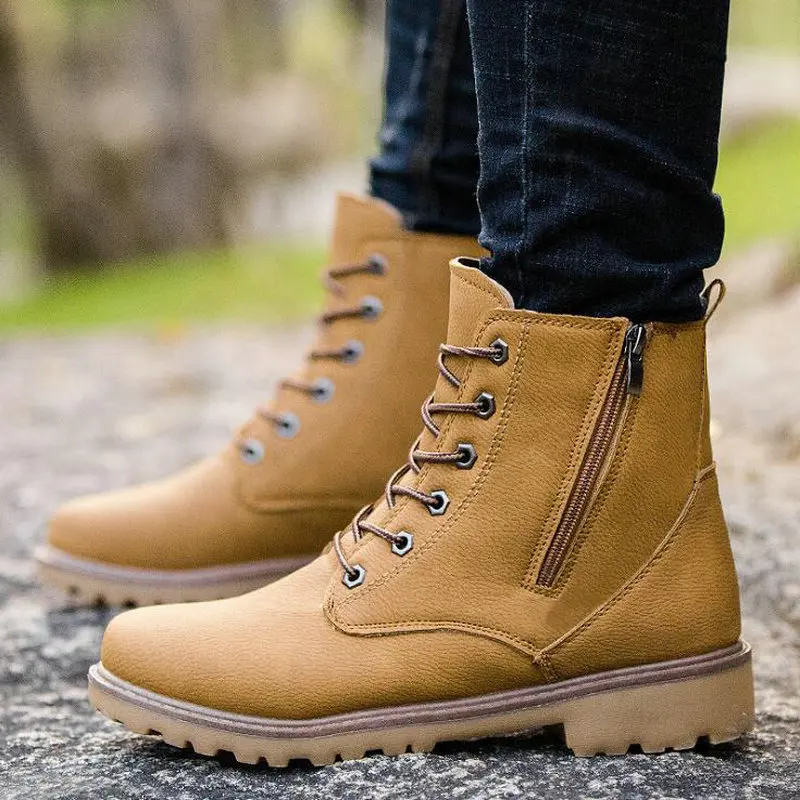 Осенне-зимняя обувь мужская кожаная на молнии Зимняя кожаные мужские ботильоны |