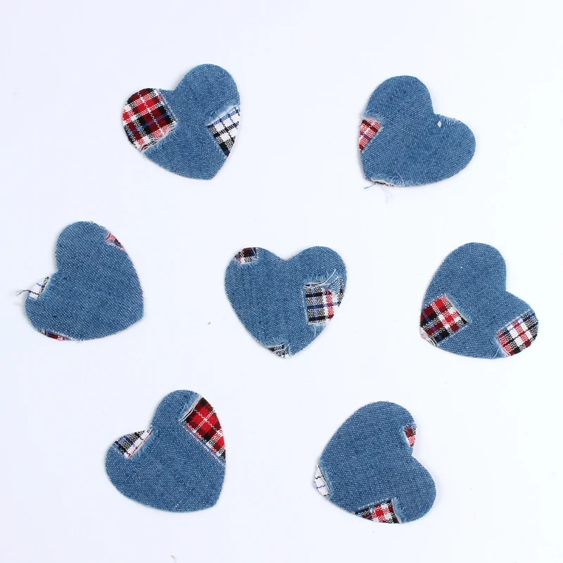 10pcs/lot Heart-Shaped Printed Patches Handmade Jeans Bags Stickers DIY Fabric Appliqued Garment Accessories Coat Decoration