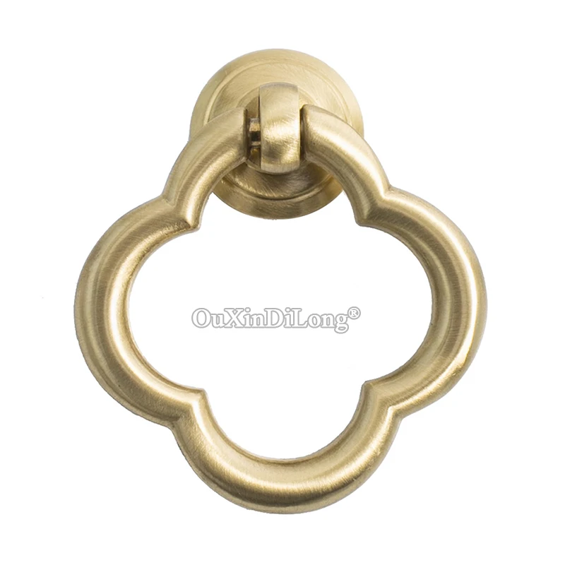 

New 4PCS European Pure Brass Furniture Handles Drawer Pull Ring Cupboard Wardrobe Kitchen TV Wine Cabinet Pulls Handles & Knobs