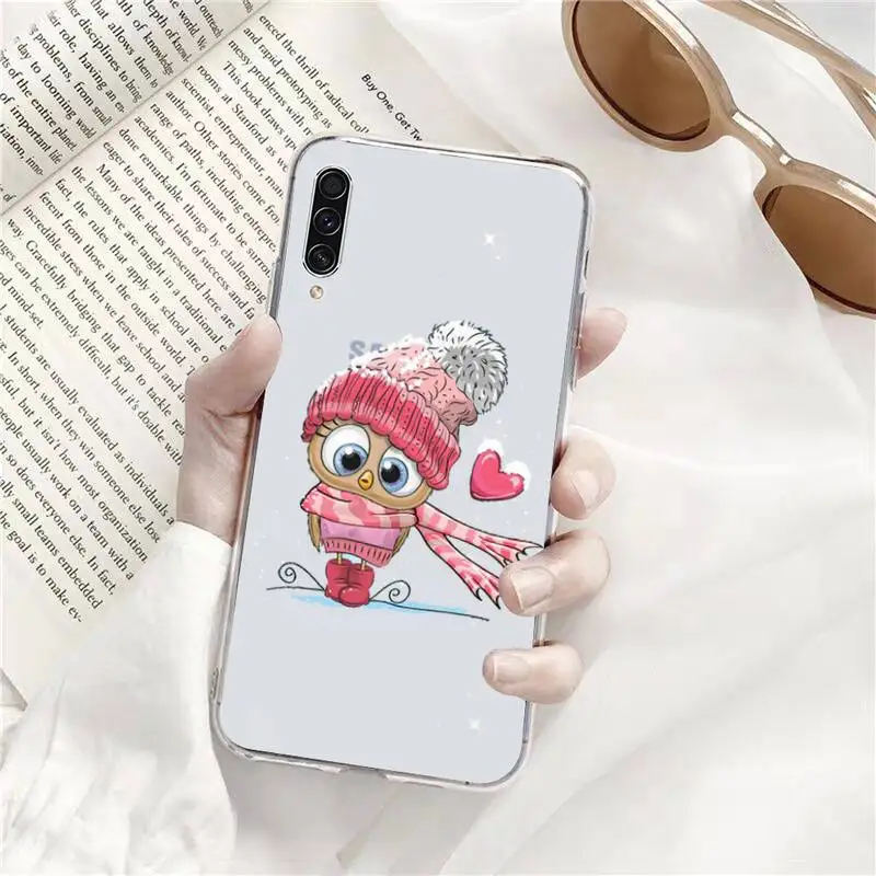 

Lovely Animal Owl Phone Case Transparent for Samsung s9 s10 s20 Huawei honor P20 P30 P40 xiaomi note mi 8 9 pro lite plus