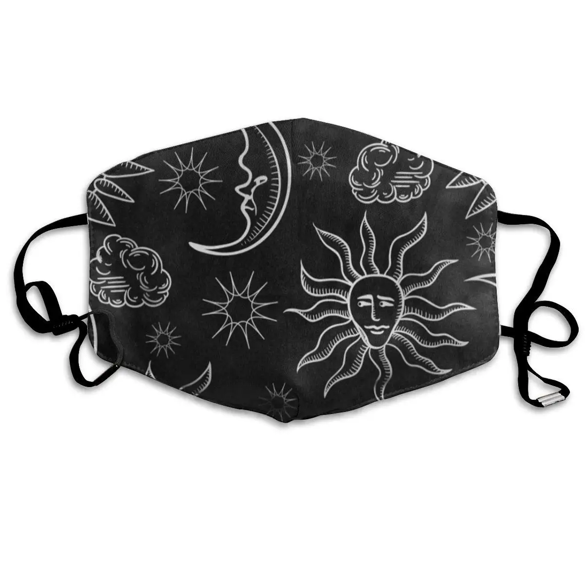 

Dustproof Black White Moon Sun Face Mouth Cover Mask Protective Warm Windproof Mask