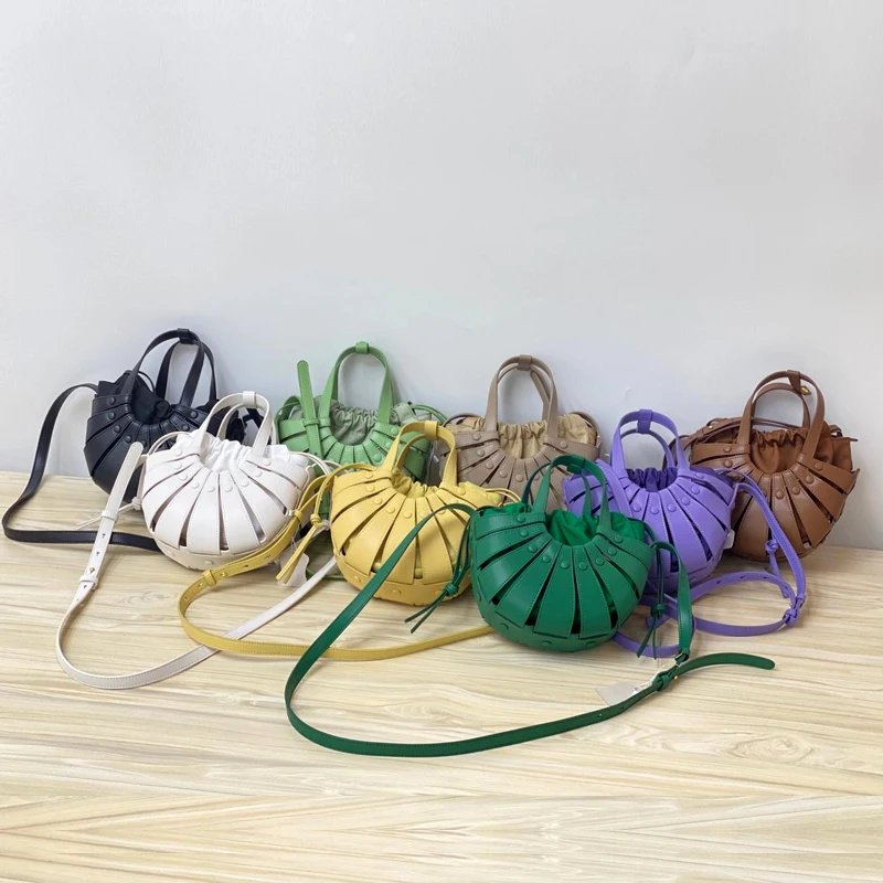 

Fashion Casual Shell Bag Vegetable Basket Shoulder Crossbody Hand-Carrying Genuine Leather Women's Bag 2021 New Combination Bags