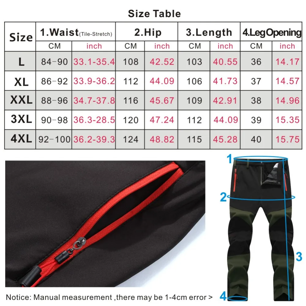 

Facecozy Men Softshell Fishing Pants Outdoor Waterproof Fleece Hiking Camping Men Sports Trousers for Trekking Fishing Clothing