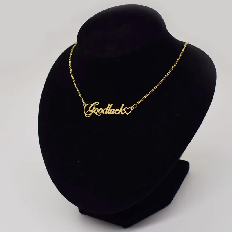 Ожерелье с надписью Good Luck для женщин и девочек простое модное ретро ожерелье
