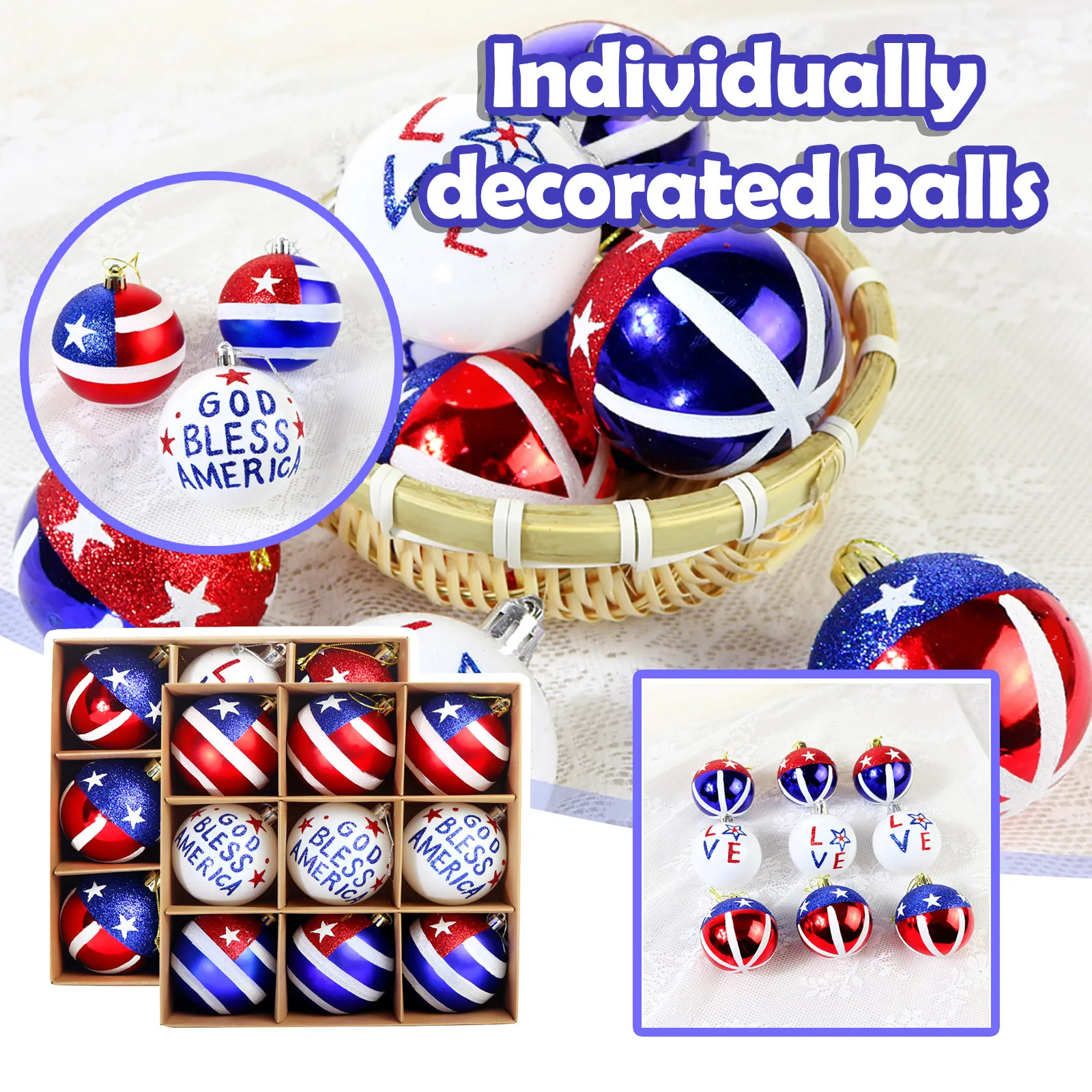 6/9 прозрачная коробка/Изысканный подвесной шар в коробке Звездный баннер