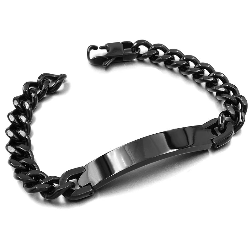 Gokadima нержавеющая сталь ID браслет для мужчин ювелирные изделия masculina pulseira, черный/розовое золото цвет Рок Панк вечерние подарок