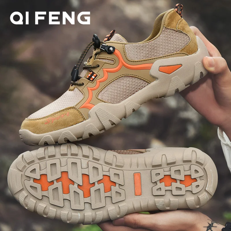 

Men Summer Outdoor Sports Walking Shoes Breathable Winter Warm Fur Trekking Climbing Footwear Retro Mesh Sneakers Hiking Black