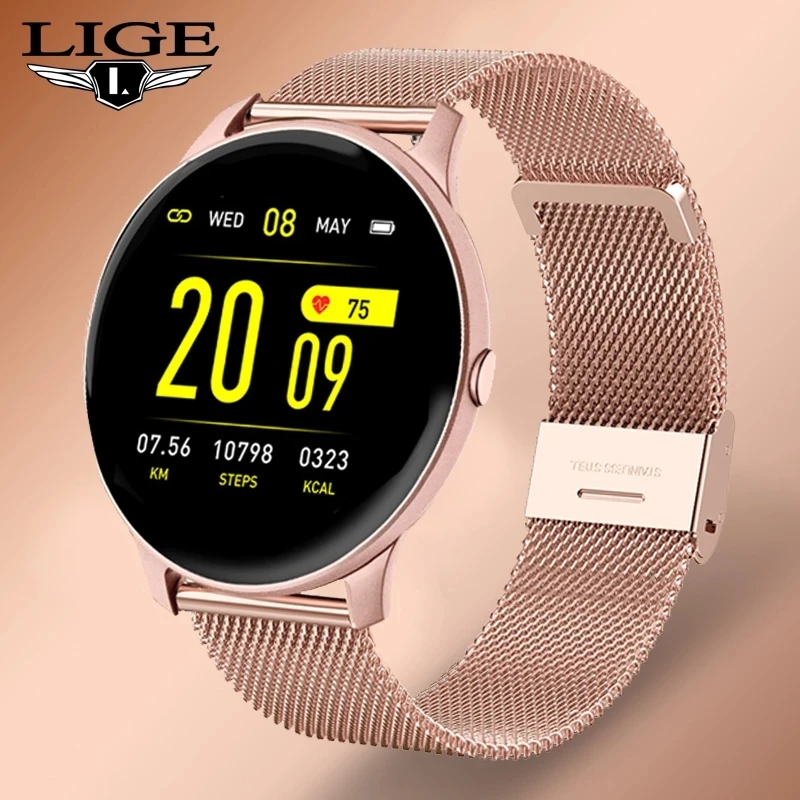 Смарт часы LIGE мужские/женские с цветным экраном пульсометром и