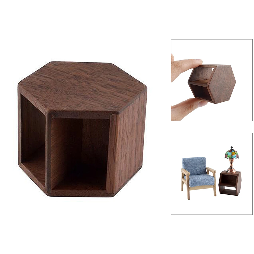 

Miniature Furniture Living Room Varnished Wooden Mini End Table for 1/6 1/12 Dolls House