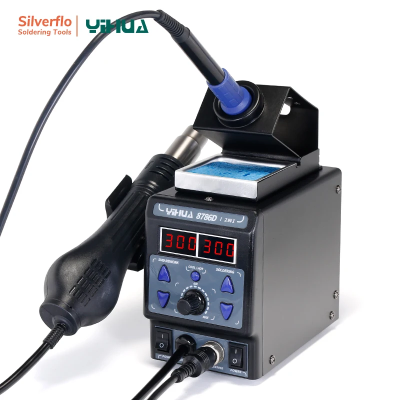 YIHUA 8786D-I 2 in 1 Soldering Iron Hot Air Gun BGA Rework Staion for Repair Welding Work 740W Welding Station enlarge