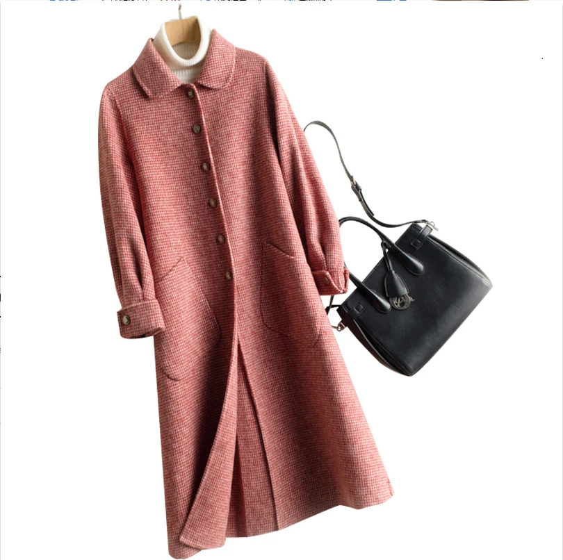 Куртка женская осенне-зимняя 100% шерсть двубортное шерстяное пальто ручной