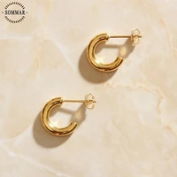 sommar newest gold filled lady stud earrings geometric c women earrings engagement jewelry accessories