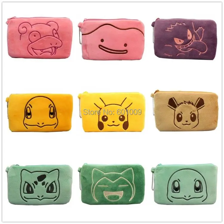 Pika Snorlax Ditto слонотыкать Gengar 20x12 см Кошельки для монет сумочки плюшевая кукла