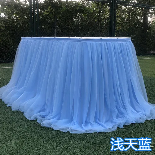 light blue 1 м разноцветный тюль, юбка-пачка для стола, фатиновая посуда для свадебного украшения, для вечеринки в честь рождения ребенка, вечерние, свадебные, домашний текстиль, для дня рождения - Цвет: light blue