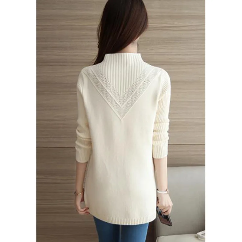 Женский базовый свитер средней длины Осень-зима 2020 вязаный Топ для