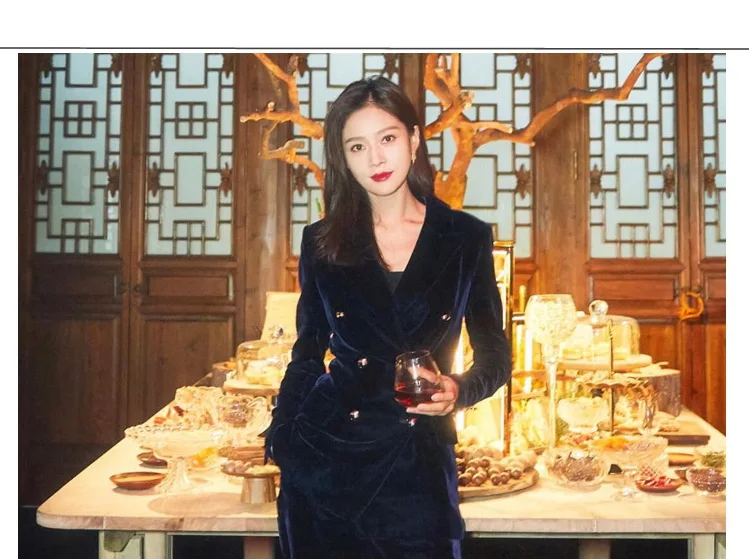 Форма из вельвета женские брючные костюмы комплект 2 предметов Тонкий Блейзер