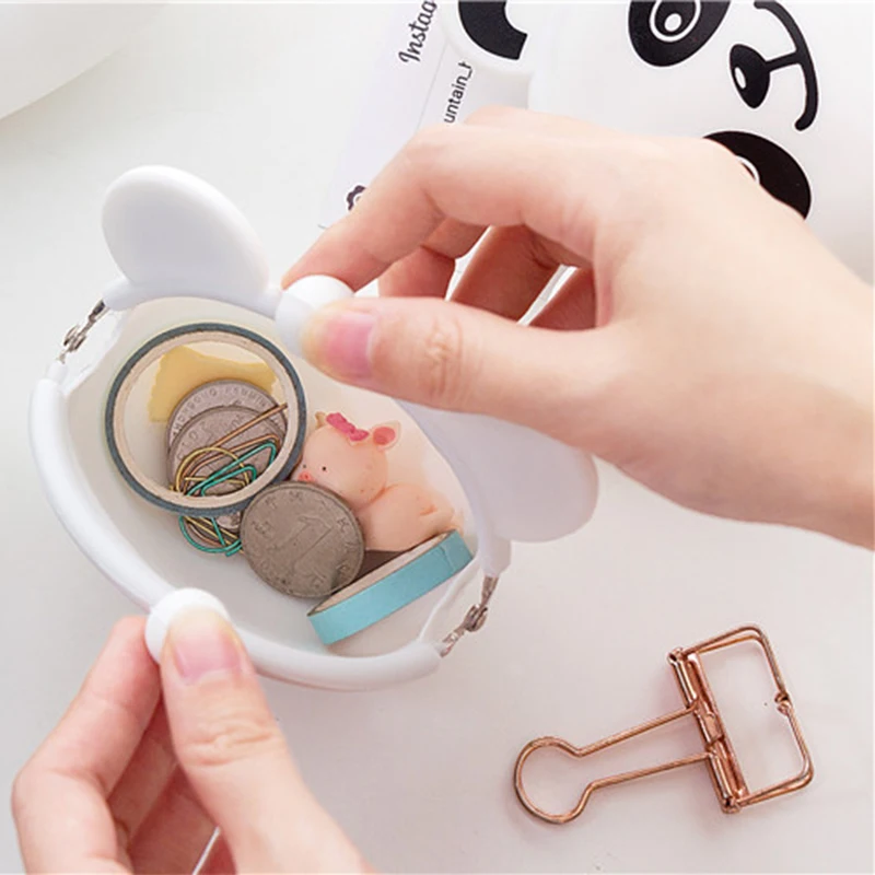 Мини мягкая силиконовая сумка для монет переносной кошелек с животными детей