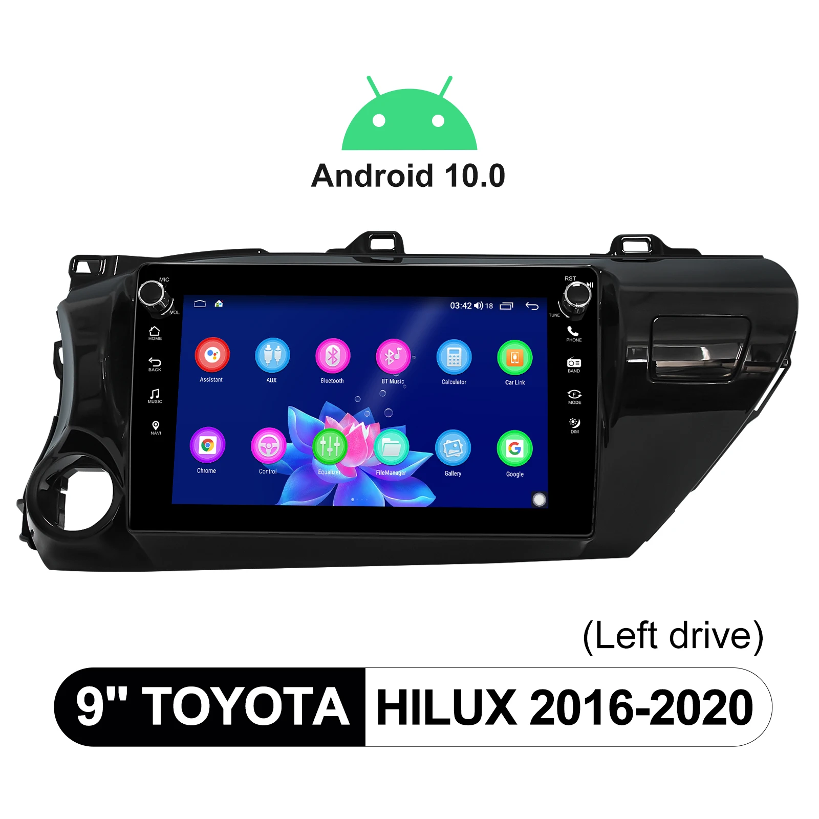 구매 자동차 라디오 1din 안드로이드 10 자동차 멀티미디어 플레이어 DVR OBD2 카메라 무선 카플레이 도요타 Hilux 2016-2020 9 인치 헤드 유닛 스테레오