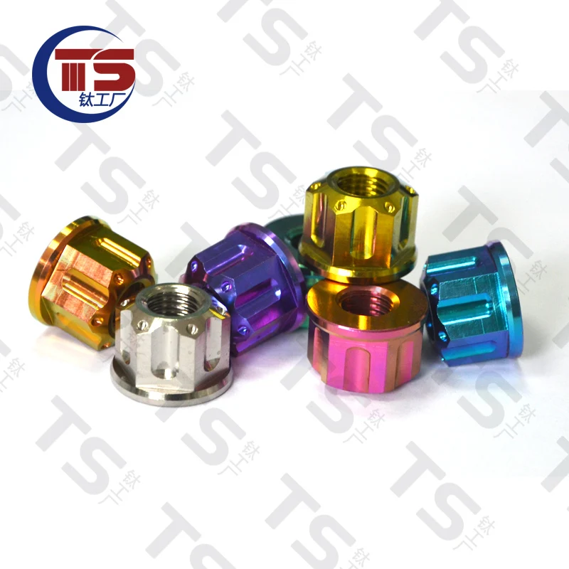 TS 6 шт. титановая гайка M6 M8 M10 M12 x 1 25 5 шаг Фланцевая шестигранные болты для
