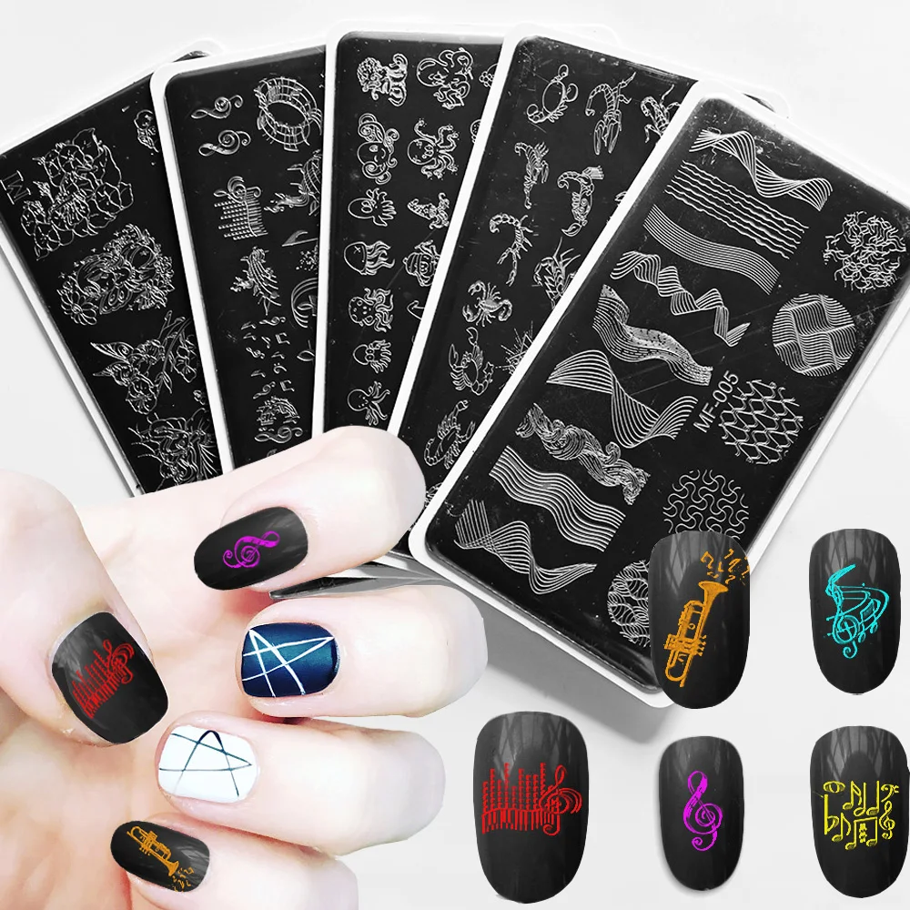 

1sheet Steel Nail Art Hot Stamping Plates Template Animal Flower Geometric Pattern Design Stainless Printing Mould Tool#12*6cm