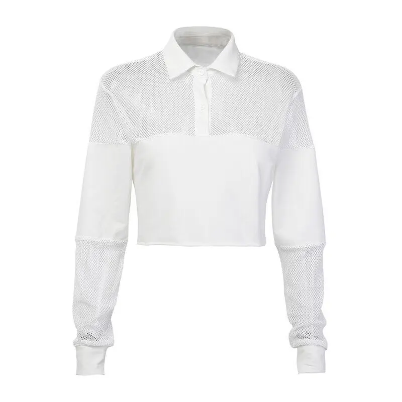 Женские прозрачные сетчатые кроп топы прозрачный открытый пупок блузка с