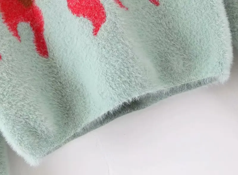 Bazaleas Streetwear O Neck Cropped knitted Pullover Sexy Fire Crop Top sweater women Vintage Women pull femme | Женская одежда