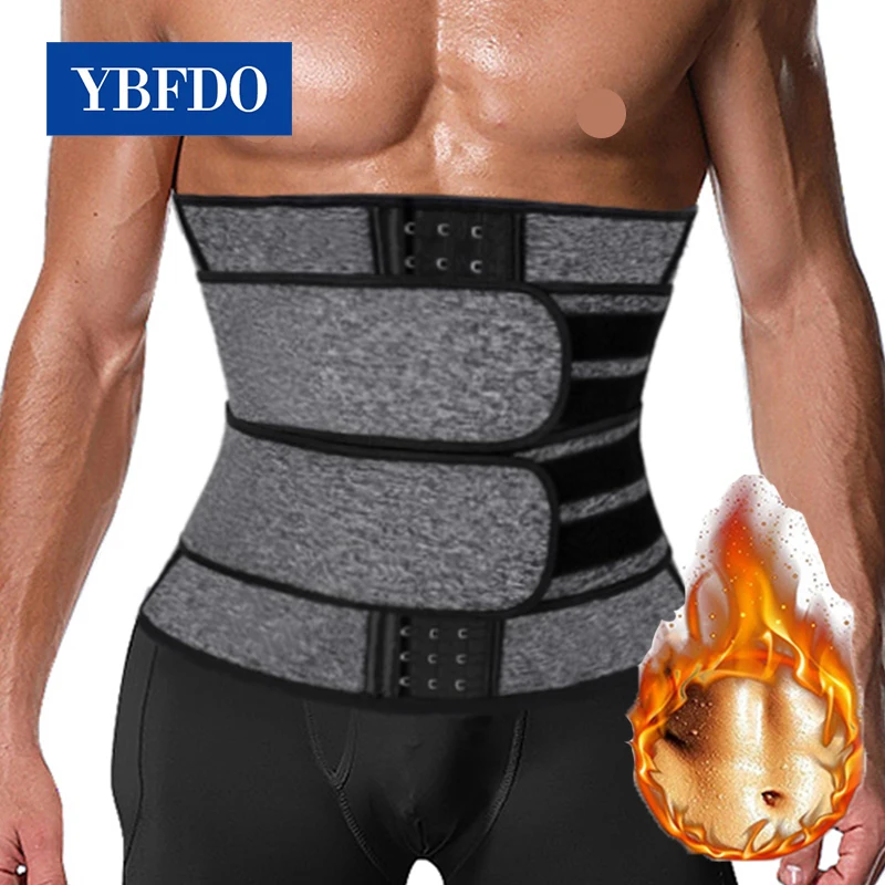 

YBFDO Men Hot Body Shapewear Waist Trainer Tummy Control Breasted Belt Sauna Slimming Strap Fitness Sweat for Fat Burner
