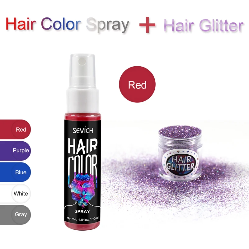 

Sevich 5 цветов Временная жидкая краска для волос спрей 2 шт./компл. унисекс моющаяся краска для волос 30 мл + 4,5 г позолота для укладки волос
