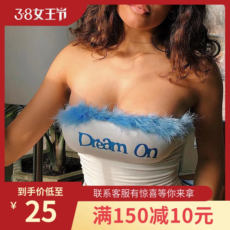 Женская футболка на бретельках с надписями и перьями модель 2020|Майки| |