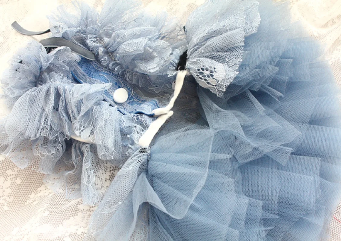 Free Shipping Handmade Dog Dress Pet Clothes Sexy Higher-Ups Senior Haze Blue Hollow Out Bud Silk Soft Yarn Princess Cat Tutu | Дом и сад