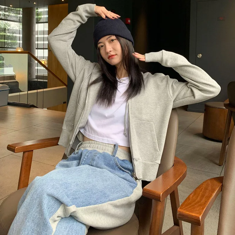 Woolen Sweater Women's Cardigan Hooded Autumn Winter 2021 Korean Loose Sports Casual Top Designer Sweatshirt Clothes for Teens