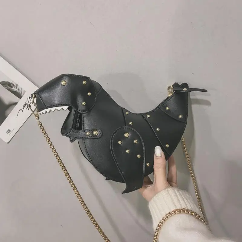 

Fashion dinosaur design rivet Pu leather girl chain wallet shoulder bag handbag lady messenger bag bags for women purses