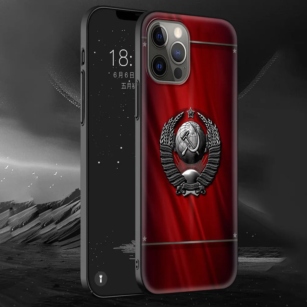 

USSR Flag Soviet Union Luxury Silicone Case for iPhone 11 12 Pro MAX 7 8 Plus XR XS MAX X 6 6S Plus Smartphone Accessories Cover